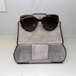 Gucci Gg3804s Damascato Havana Gold Cat Eye Sunglasses 3804 Gradient Authentic